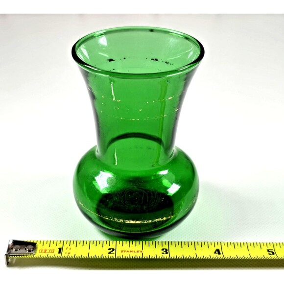 Anchor Hocking Forest Green Glass Bud Vase 3.75in Small Vintage Mid Century - Picture 8 of 8